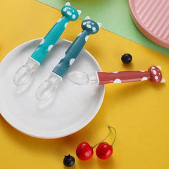 Set 2 Piezas Cucharas En Silicona Puntos Con Estuche Colores