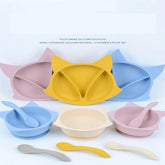 Set 5 Piezas Vajilla Y Babero En Silicona Zorrito