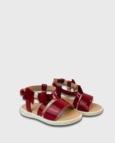 Sandalias Tira Cruzada Moño Rojo