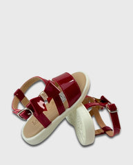 Sandalias Tira Cruzada Moño Rojo Niñas