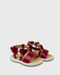 Sandalias Tira Cruzada Moño Rojo