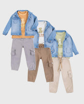 Conjunto 3 Piezas Chaqueta Denim Colores Surtidos