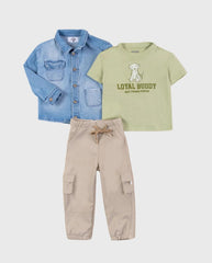 Conjunto 3 Piezas Chaqueta Denim Colores Surtidos Detalles