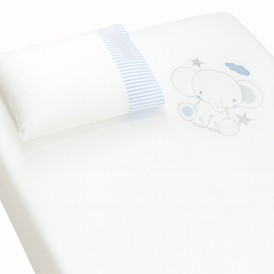 Juego De Sábanas Blancas Bordado Azul Surtido El Bebé Feliz