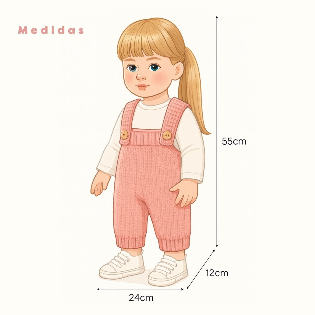 Juguete Bebe Real Ropa Overol Rosa Medidas