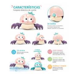 Juguete Cangrejo de Cuerda Para El Baño detalles