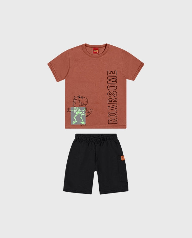 Conjunto Estampado Dinosaurio Naranja Kyly