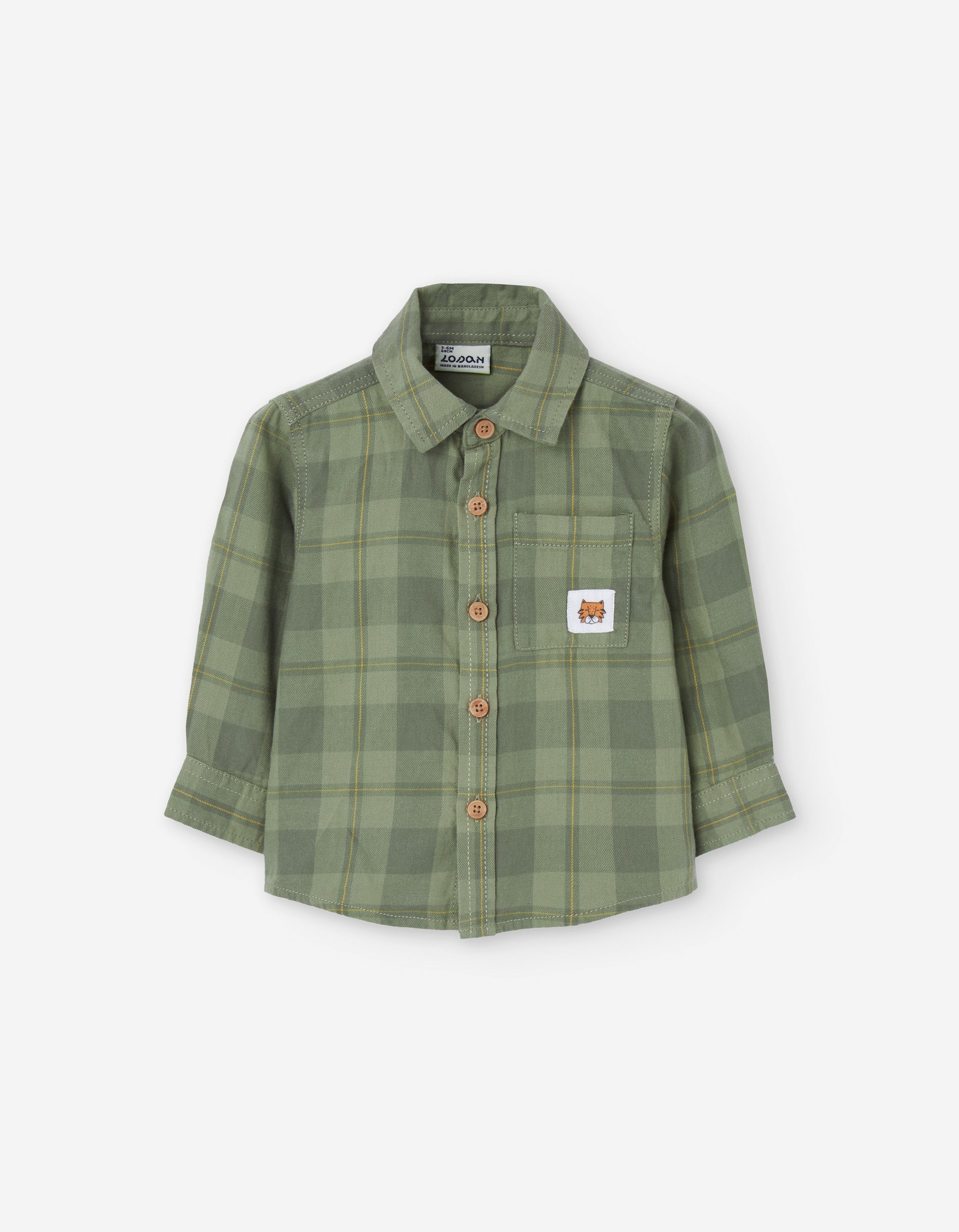 Camisa cuadros verde LOSAN para bebé vista frontal.