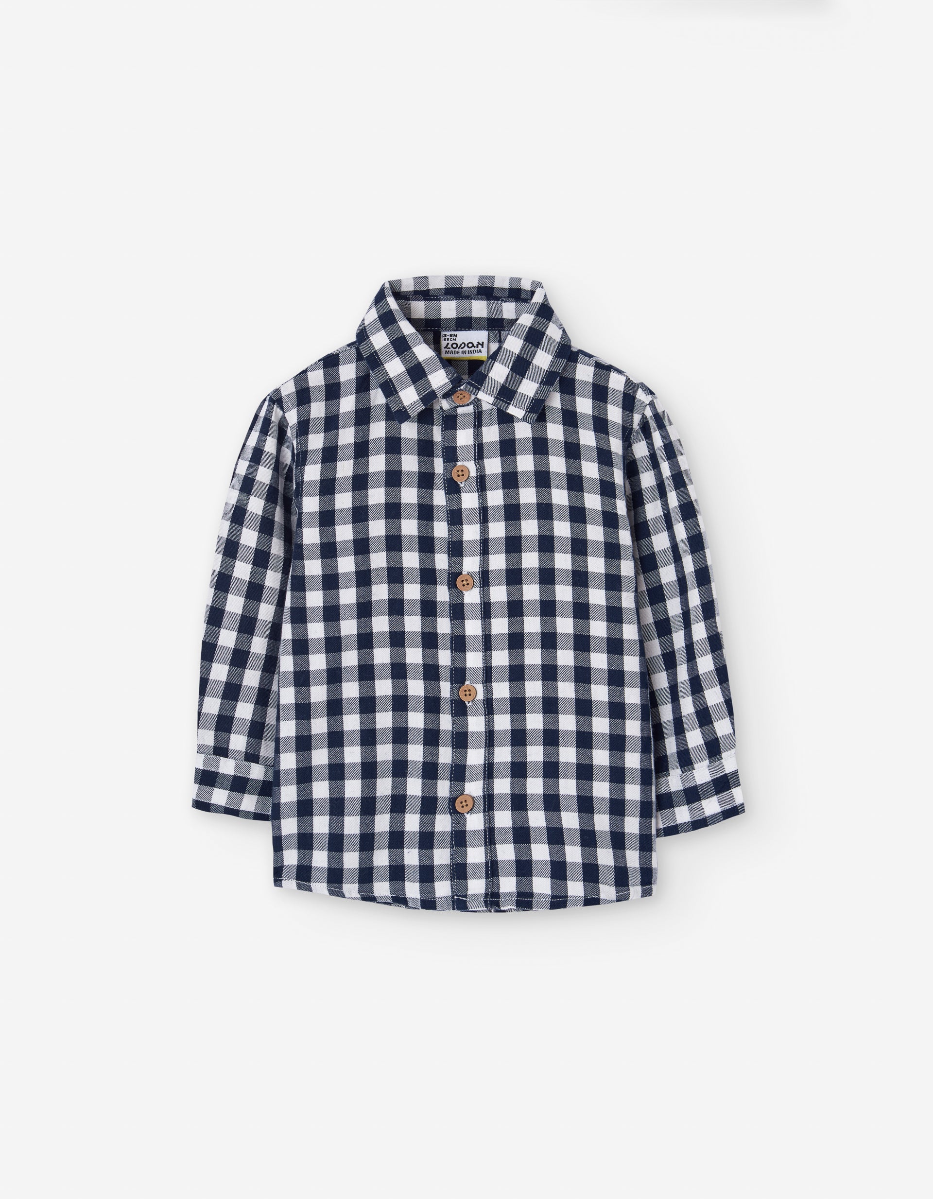 Camisa a cuadros blanco y navy LOSAN para bebé vista frontal.