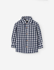 Camisa a cuadros blanco y navy LOSAN para bebé vista frontal.