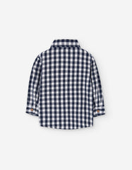 Camisa a cuadros blanco y navy LOSAN para bebé vista trasera.