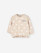 Conjunto niña Losan beige estampado corazones sudadera y pantalón