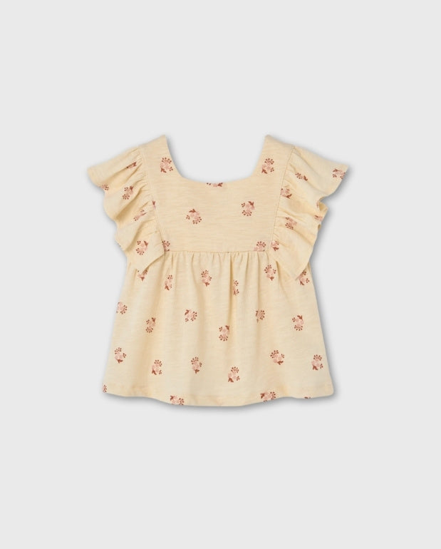 Blusa Volantes Flores Crema Losan