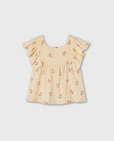 Blusa Volantes Flores Crema Losan