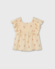 Blusa Volantes Flores Crema Losan