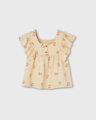 Blusa Volantes Flores Crema Losan Fresco