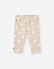 Pantalón niña Losan beige con estampado de corazones