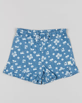Short Denim Cintura Resorte Margaritas