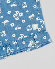 Short Denim Cintura Resorte Margaritas