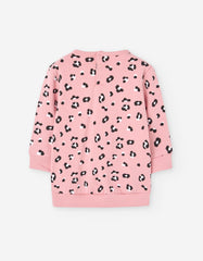 Parte trasera de saco rosa bebé con botones y estampado animal