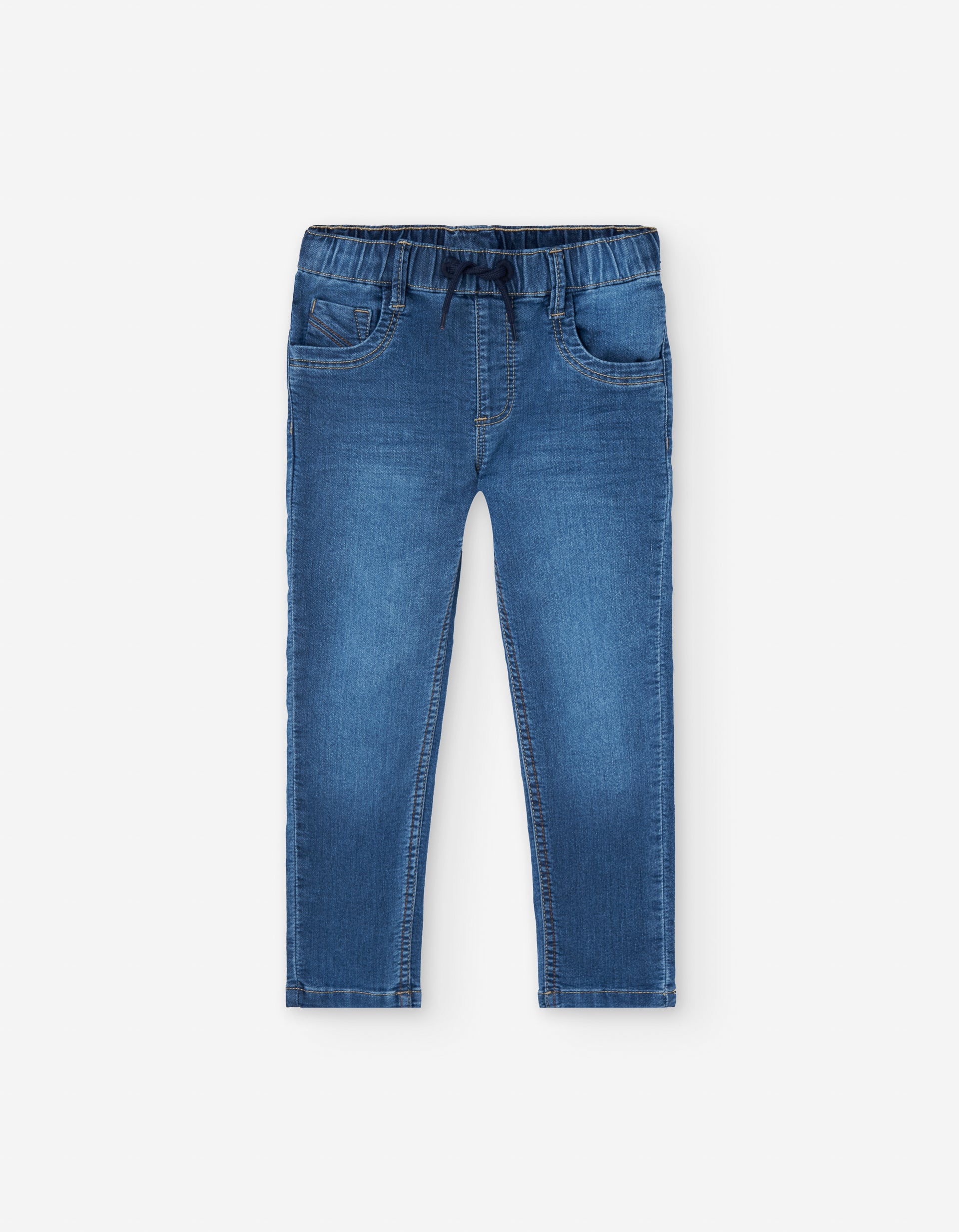 Pantalón resortado denim claro Zippy niño con cordón ajustable