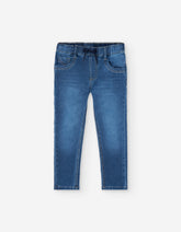 Pantalón resortado denim claro Zippy niño con cordón ajustable
