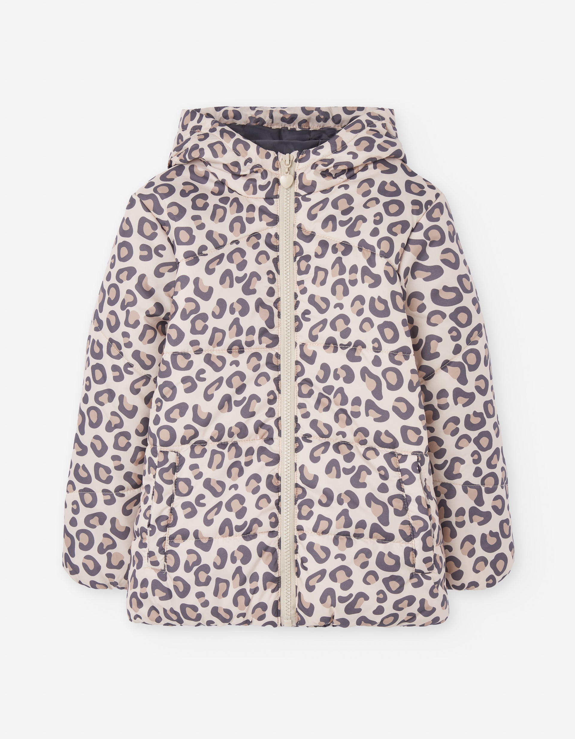 Chaqueta impermeable para niña con estampado animal print beige