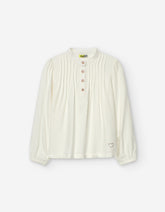 Camisa Manga Larga Pecho Plisada Blanco