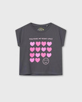 Blusa Corazones Lentejuelas Gris Losan