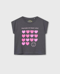 Blusa Corazones Lentejuelas Gris Losan