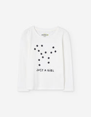 Blusa manga larga blanca lazo de puntos Zippy talla infantil 2T‑7T