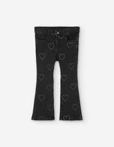 Pantalón denim gris oscuro niña Losan con corazones blancos