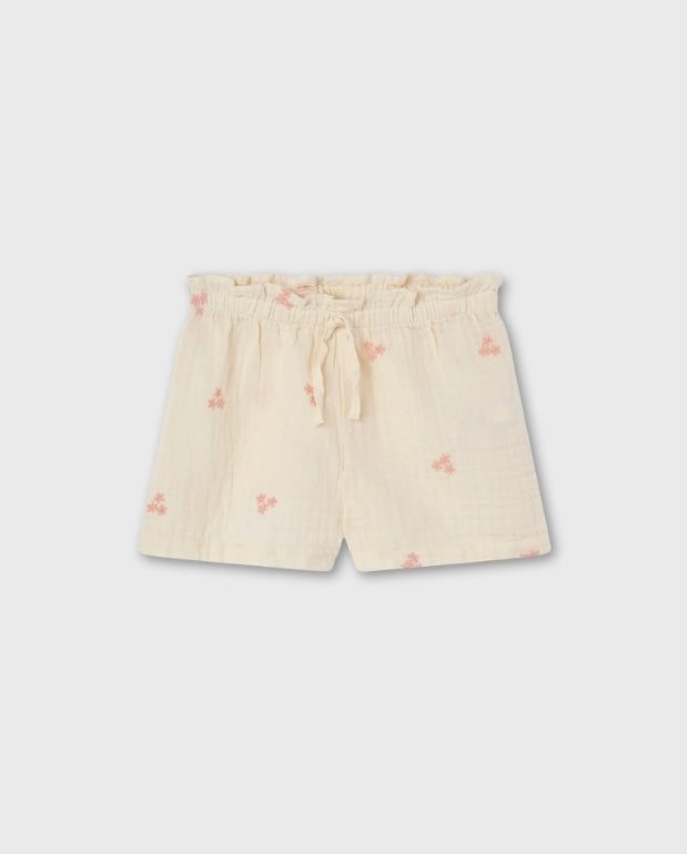 Short Bordado Flores Beige Losan