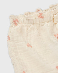 Short Bordado Flores Beige Losan Detalle