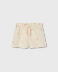 Short Bordado Flores Beige Losan