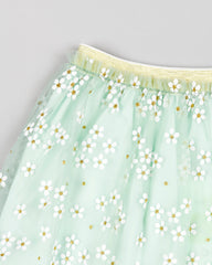 Falda Tul Flores Verde