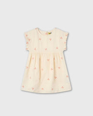 Vestido Gasa Bordado Crema Losan