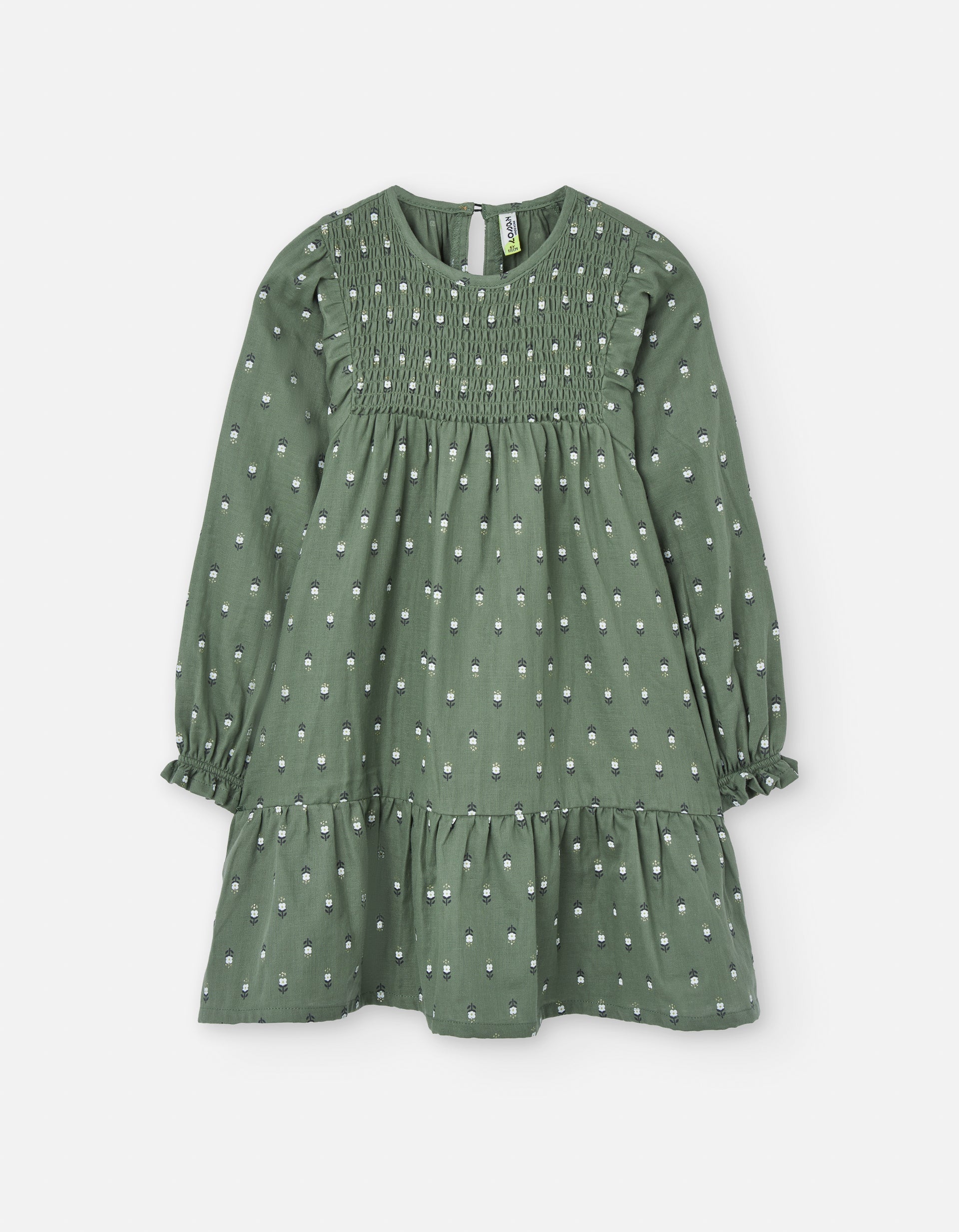 Vestido flores verde olivo Zippy talla infantil 2T‑7T