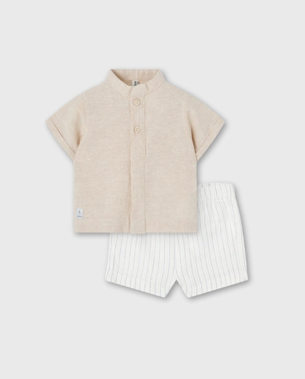 Conjunto Bermuda Rayas Beige Losan