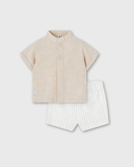 Conjunto Bermuda Rayas Beige Losan