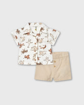 Conjunto Bermuda Animales Beige Losan