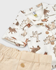 Conjunto Bermuda Animales Beige Losan Detalle