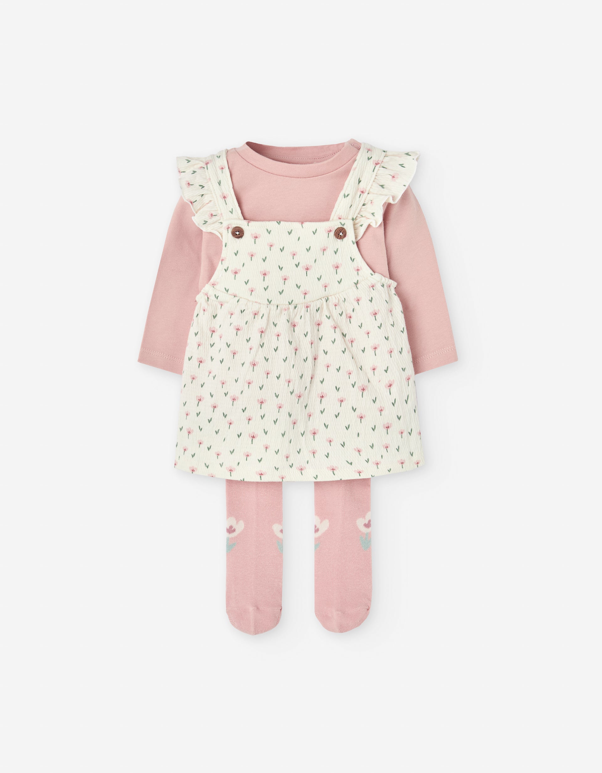 Conjunto de vestido con medias Losan color rosa para bebé – vista frontal