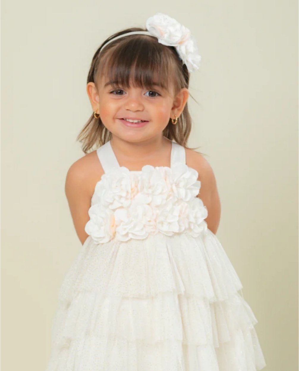 Body Voz Tul Flores Beige Elegante