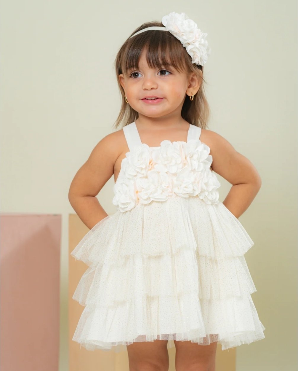 Body Voz Tul Flores Beige Travesuras