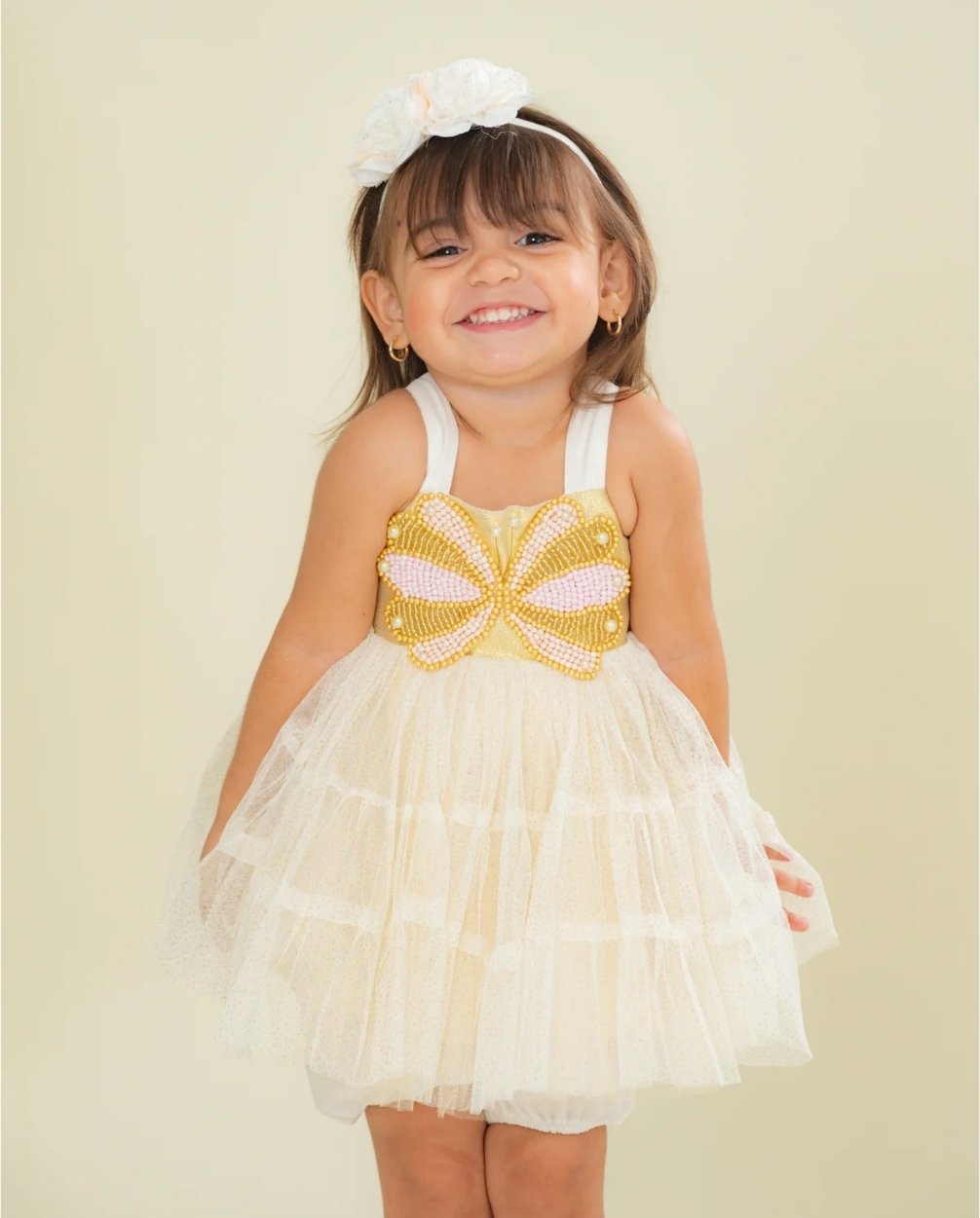 Body Volar Tul Mariposa Dorado