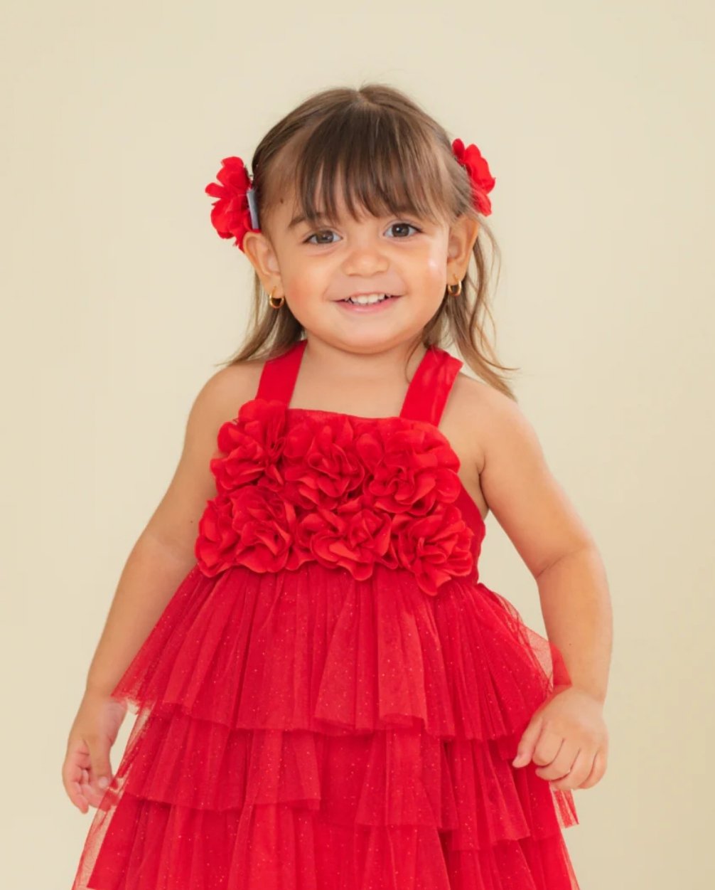 Body Voz Tul Flores Rojo