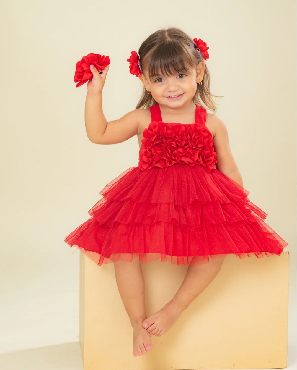 Body Voz Tul Flores Rojo Travesuras