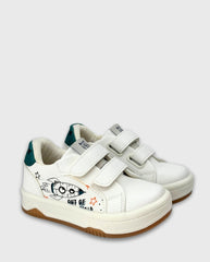 Tenis Velcro Cohete Marfil Verde