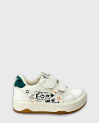 Tenis Velcro Cohete Marfil Verde Planetas